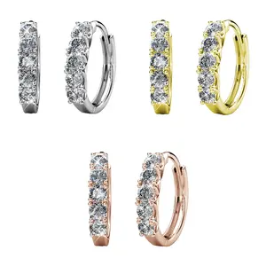 Cate & Chloe Bethany 3-in-1 Hoop Jewelry Set – Hypoallergenic 18k Gold Plated Crystal Hoop Earrings – 3 Pairs with Simulated Diamond Crystals, Each in a Luxury Gift Box – Perfect Stress-Free Gifts