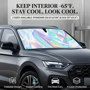 Iridescent Car Windshield Sun Shade, Foldable UV & Heat Blocker, Reflective Protector for Sedan SUV