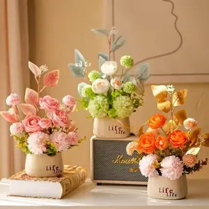 High-End Realistic Fake Flowers Set, 3 Colors Available, Perfect for Home & Office Decor, Durable Artificial Plant Decoration, Home Decor Accessory