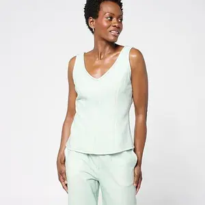 TWRHLL by Christie Brinkley TowerHill by Christie Brinkley Double Take Denim Knit Illusion Tank