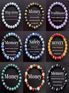 9-Piece Inspirational Stone Bracelet Set, Adjustable Beaded Design, Perfect for Daily Wear & Special Occasions, Unique Jewelry Gift