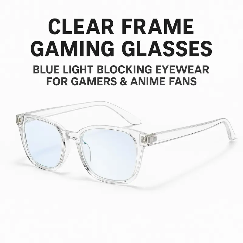 Clear Frame Gaming Glasses – Blue Light Blocking Eyewear for Gamers & Anime Fans