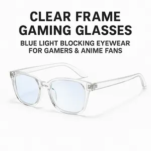 Clear Frame Gaming Glasses – Blue Light Blocking Eyewear for Gamers & Anime Fans