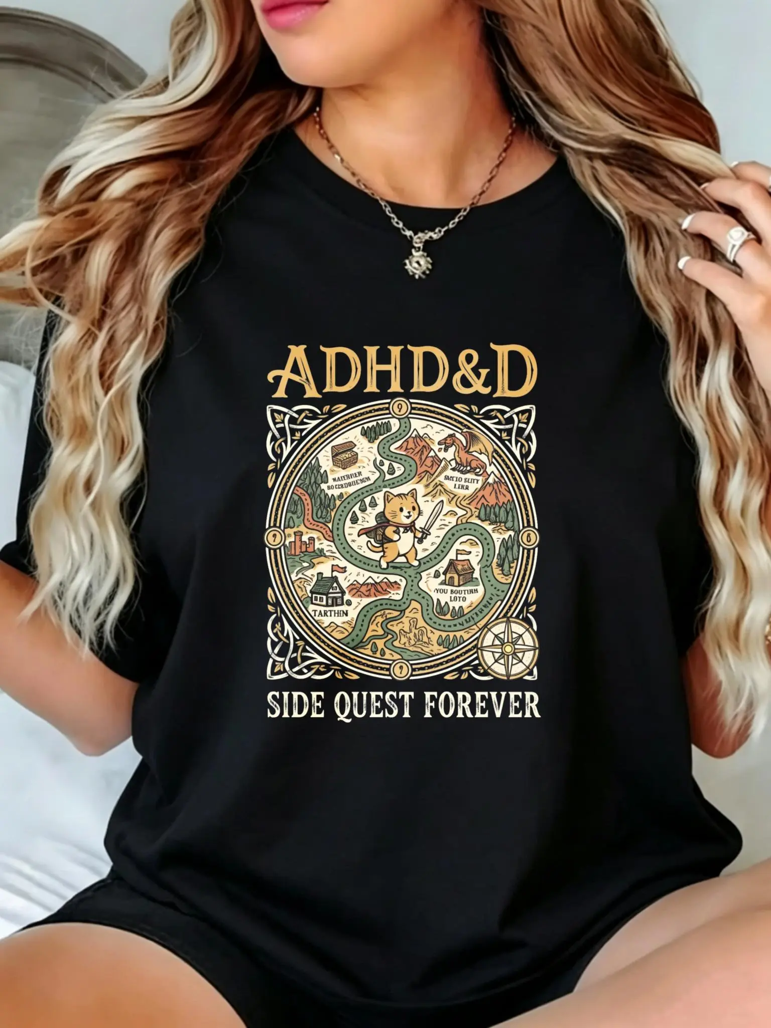 Funny DnD Shirt, ADHD&D Side Quest Forever Shirt, Funny DnD Tee, Dungeons and Dragons Shirt Women, Comfort Colors, Fantasy Tee, Gamer Gift