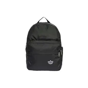 Adidas Originals Three Stripes Zippered Minimalist Recycled Nylon Plain Weave Backpack for Men and Women in Black