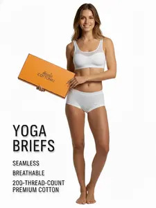 Cottonki Naked Feeling Seamless Yoga Underwear 200TC Premium Cotton Breathable Briefs Invisible No Show Panties for Workout Fitness