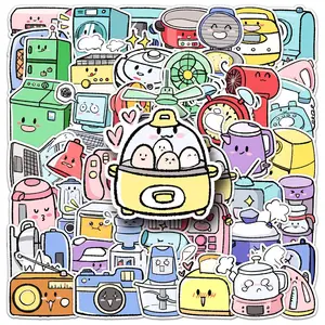 Cartoon Electric Appliance Series Sticker, 50pcs/set Cute Cartoon Sticker, Diy Sticker Paper, Decorative Sticker for Scrapbook, Diary, Notebook, Water Bottle, Car