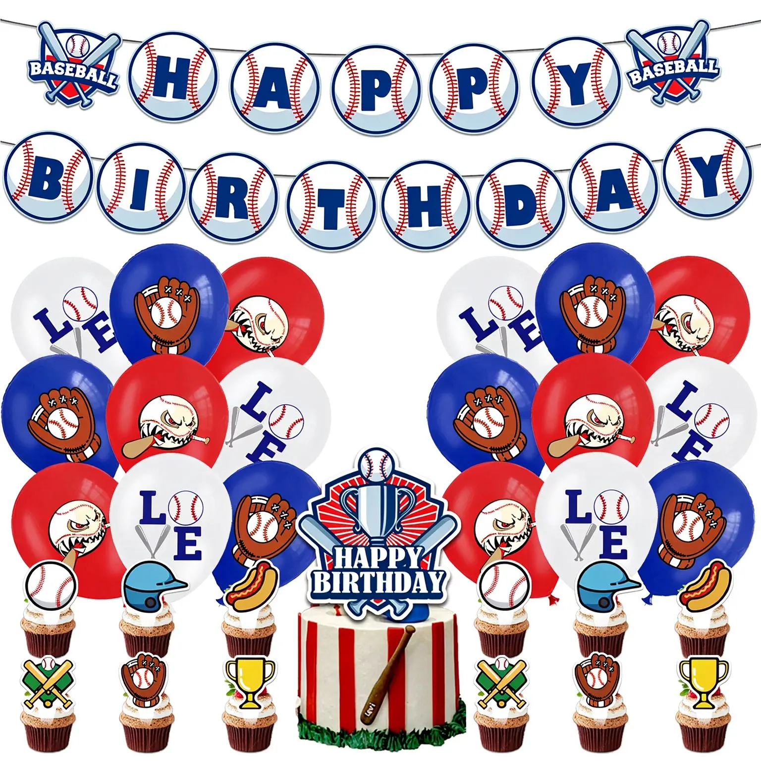 Baseball-Themed Birthday Party Decorations, Banners, Balloons, Backdrops, Sports Party Supplies