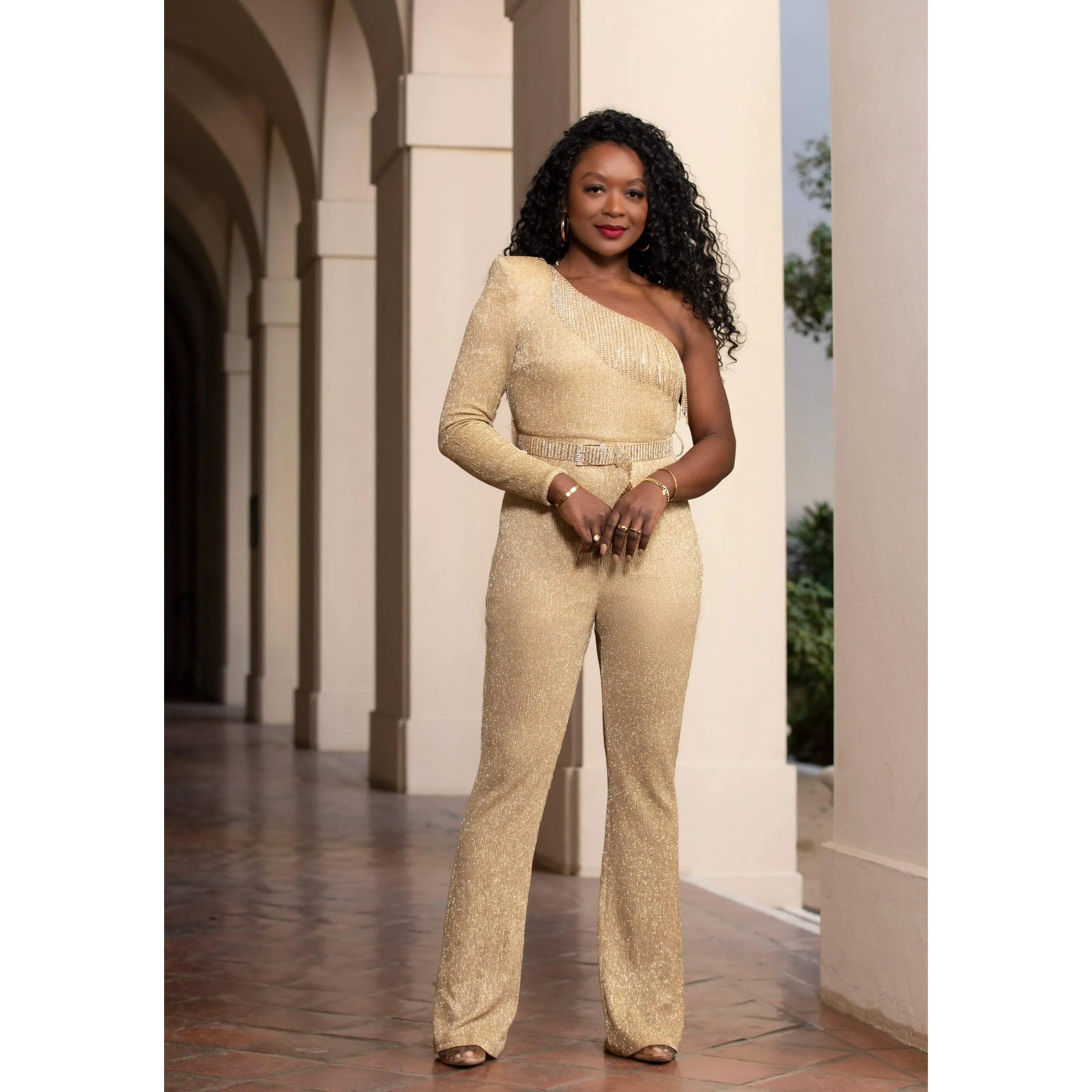 Khloe Gold Metallic Jumpsuit