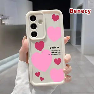 Heart - Filled Encouragement Pattern TPU Phone Case Compatible with SAMSUNG Galaxy S23 Ultra S24 Plus S25 S22+ Shockproof Non Slip Military-Grade Protection Silicone Cover Smartphone Casing
