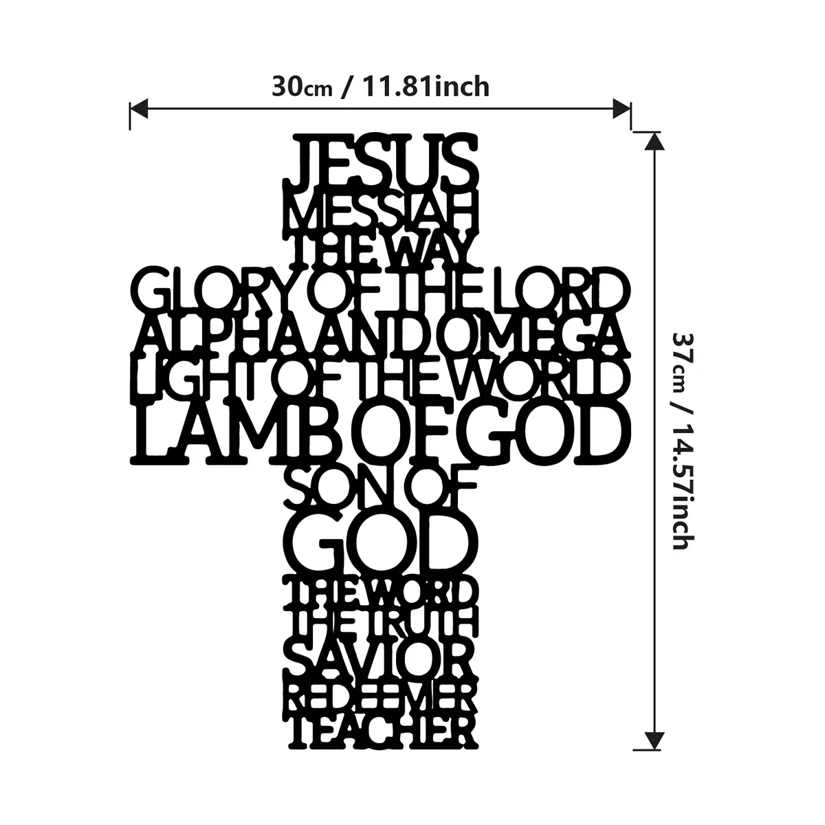 Handmade 1-Piece Zinc Crucifix Metal Cross Wall Decoration - 30x37cm Christianity Religious Wall Art for Home Living Room, Courtyard, Thoughtful Religious Gift