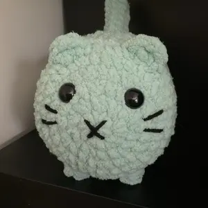 Crochet Teal Sparkly Loaf Cat