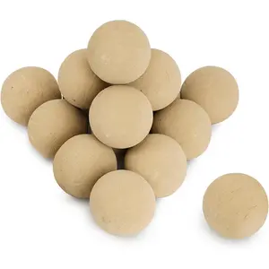3" Ceramic Fire Pit Balls, Set of 15 Round Beige Fire Spheres for Indoor and Outdoor Fire Pits or Fireplaces