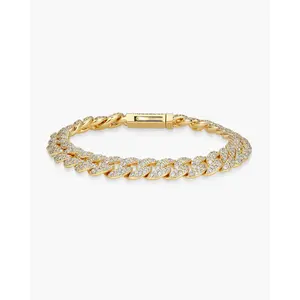 Women's Iced Out Cuban Link Bracelet 8mm - Gold