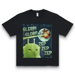 [100% Cotton] Glerp Glorp Funny Alien Cat Meme, Brainrot Tee, Costume T-Shirt Golf Gift T-Shirt For Men And Women