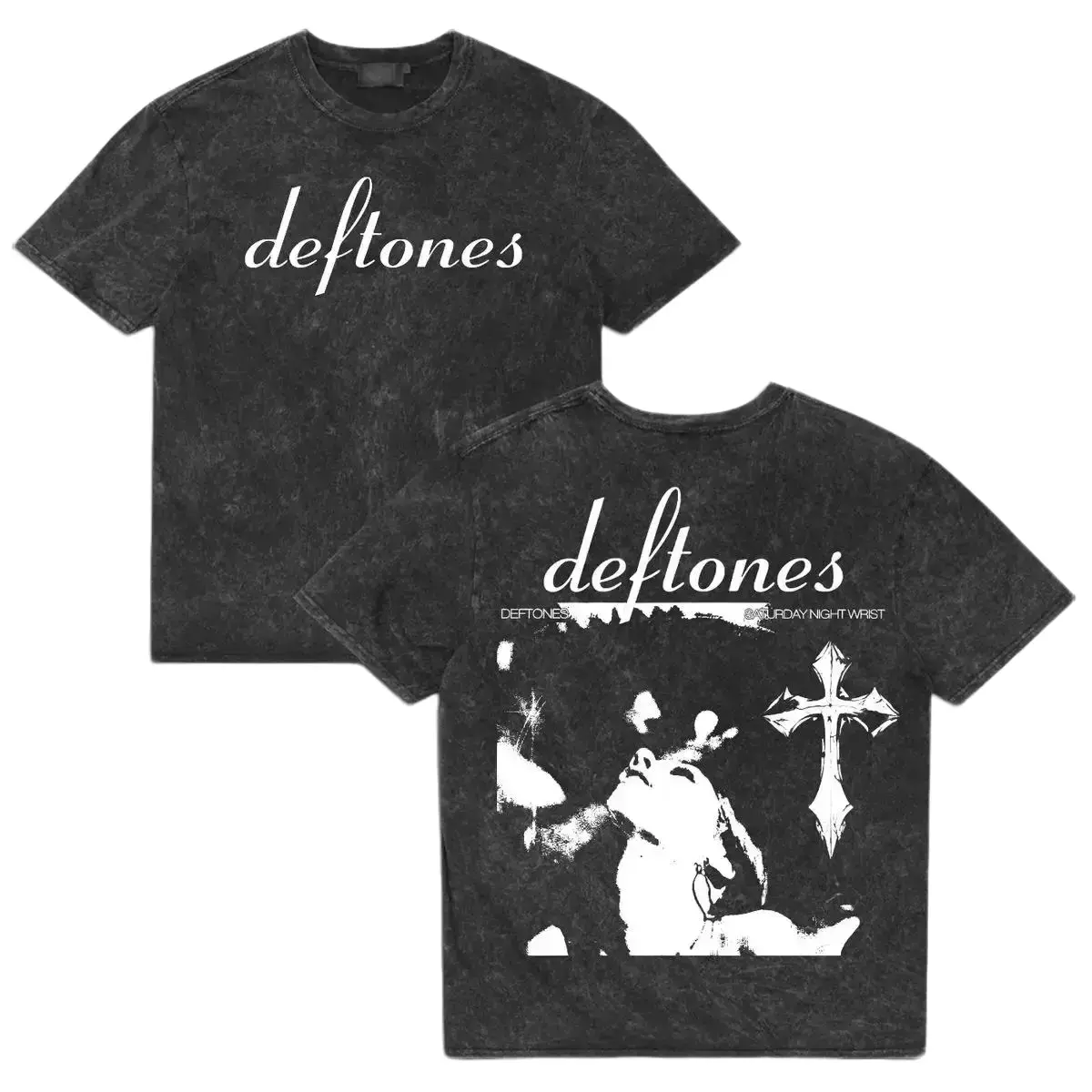 Deftones Saturday Night Wrist Vintage Washed T-Shirt, Two Sides Printed Rock Band Graphic Tee, Oversized Heavyweight Cotton Shirt, Y2K Grunge Streetwear, Alternative Metal Music Fan Merch, Unisex Retro Short Sleeve Tee
