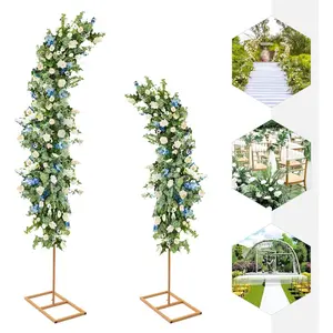 2 Set of Gold Metal Curved Top Wedding Arch Frames Curved Metal Stands, Balloon Flower Backdrop Stands,Two Curved Wedding Stands Curved Backdrop Stand For Weddings, Birthday Parties - 6ft, 8ft