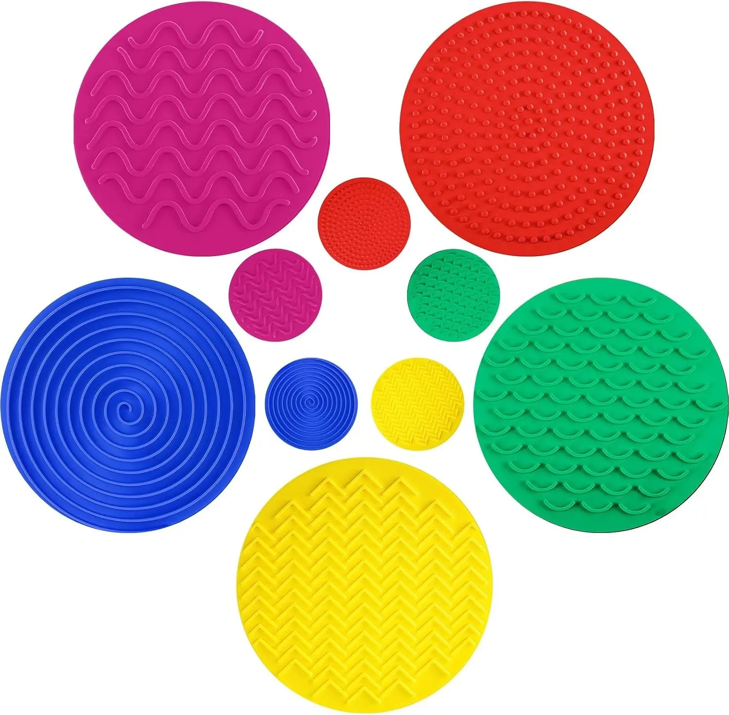 10 Pcs Sensory Mat Discs Sensory Stepping Circles Pads, Textured Tactile Stimulation Toys for Calming Play & Early Learning, Kids Matching Game for Autistic Children ADHD, Classic Color