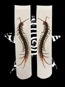 Gothic Dark Print Socks, Women, Y2K Style, Spider Pattern, Leg Warmers, Summer Fashion, Pair Pack, Casual Wear, Happy Socks Brand