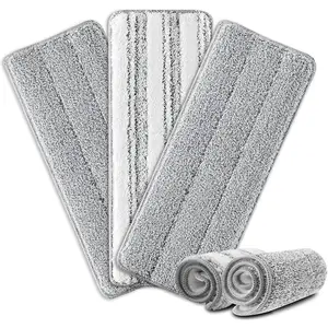Flat Mop Pads, 3 Pack 13" X 4.9" Microfiber Mop Pad/Refill/Head, Mop Pads Washable Microfiber Squeeze Cleaning Mop Heads Replacement - White and Grey