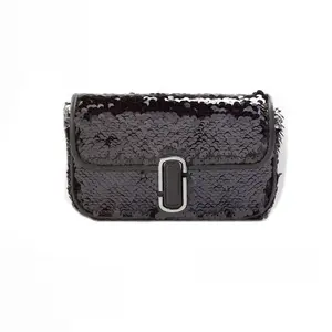 Pre-owned MARC JACOBS Leather Crossbody Bags The Mini J Marc Shoulder Women's Black Sequined Crossbody Women's Bag
