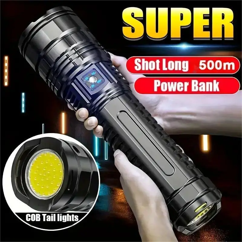 1pc Rechargeable LED Flashlights, With 5 Lighting Modes, Long Lasting Powerful Handheld Bright Flashlight For Emergencies Camping, Rescue, Hunting, In