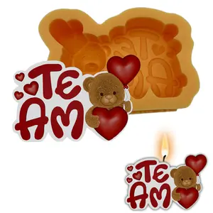 “Te Amo” Bear Silicone Mold – Romantic Valentine Candle Mold