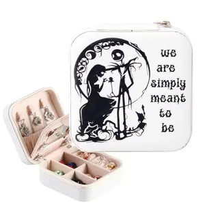 The Nightmare PU Travel Jewelry Box Small Jewelry Organizer Storage Case for Her Womens Earring/Necklace/Rings/Bracelets Storage Box With Mirror for Womens, Christmas Gift for Here Girls Womens