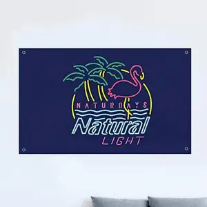 Natural Light Banner Flag, 1 Count Creative Neon Sign Pattern Flag Without Pole, Decorative Flag for Outdoor Garden Yard