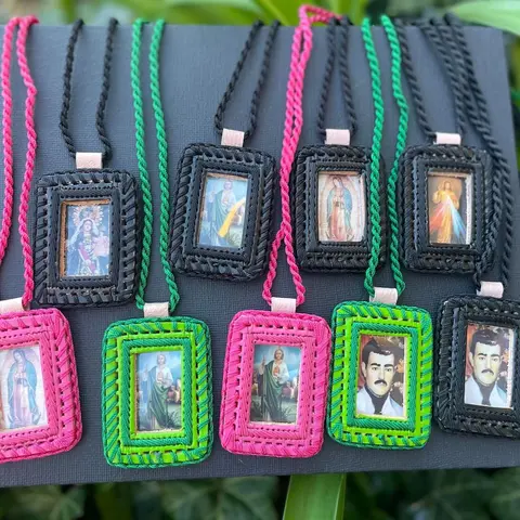 Long Leather Material Scapulars, Fashion Accessory Necklace Religious Jewelry