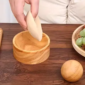 Wooden Dumpling Skin Tool Set, 2 Pieces Includes Base and Rolling Ball, Kitchen Dumpling Mould, Home Use, Kitchen Utensils