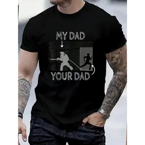 100% Cotton My Dad Your Dad Firefighter Son Proud Fireman Rescuer Gift T-Shirt Women's Men's Graphic Tee Crew Neck summer vacation Tops