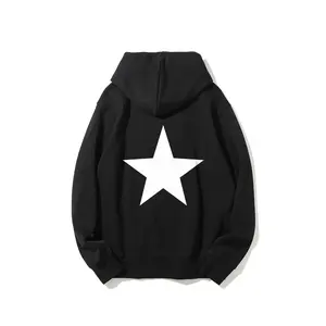 Women Graphic Hoodies White Star Print Hoodie Unisex Oversized Hoodies Long Sleeve Pocket Pullover Printed Unisex Casual Hoodie