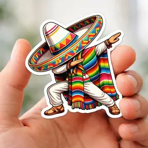 Mexican Dabbing Sombrero Sticke | Funny Cinco De Mayo Sticker | Mexican Poncho Meme Decal | Car Laptop Water Bottle Sticker