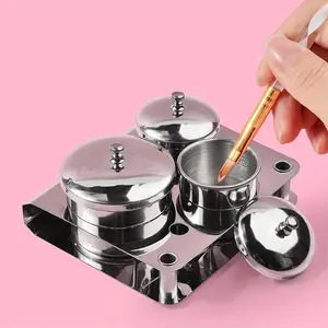 Nail Art Liquid Container Set, 3 Counts/set Nail Art Tool Set, Acrylic Liquid Container Set with Lid, Manicure & Pedicure Tool Set, Nail Art Kit