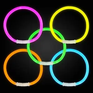 8 Inch Premium Glow Stick Bracelets - 5 Colors Assorted Pack of 100 Necklaces