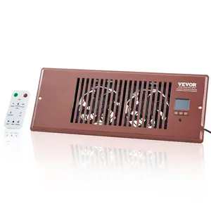 Brown Quiet Register Booster Fan, 4x12 in Hole Fit, Remote Control, Thermostat, Adjustable Speed for Heating & Cooling Smart Vent