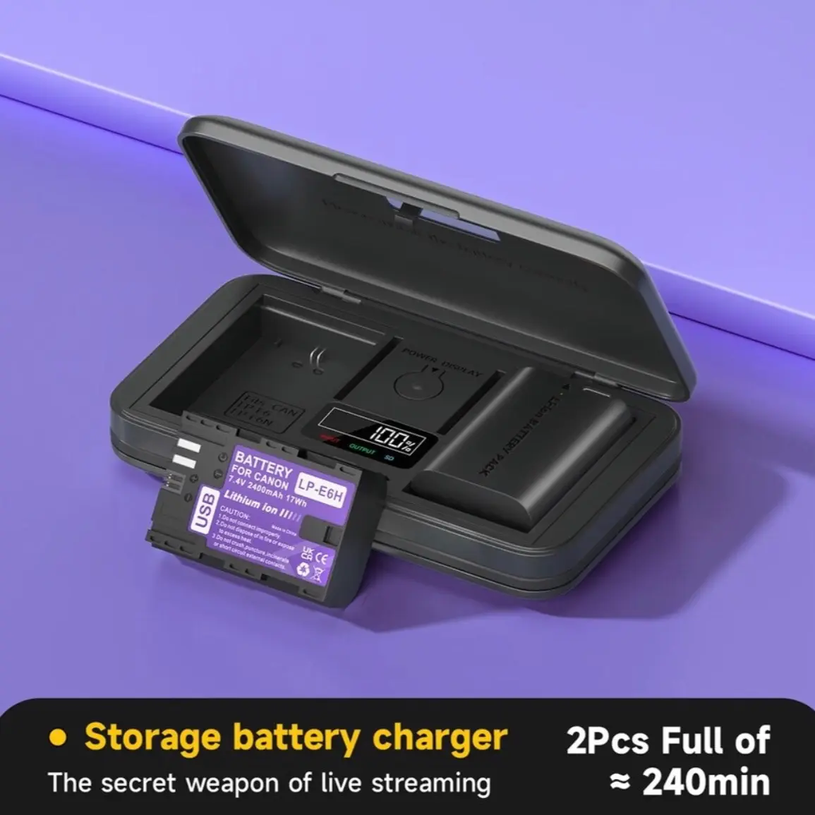 TWO LP E6 LPE6 LP-E6 LP-E6N Battery With LCD Storage Box Charger For Canon EOS 5DS R 5D Mark II 5D Mark III 6D 7D 80D 90D EOS 5DS Accessories Camera