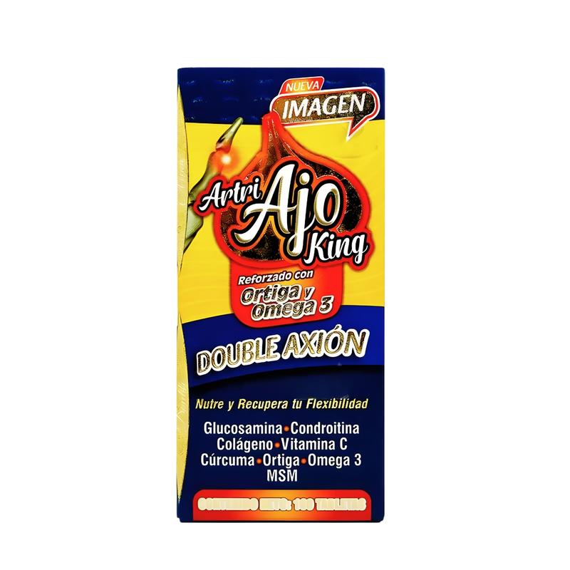 Artri Ajo king Reforzado con Ortiga y Omega 3 - 100caps DOUBLE AXION | Glucosamina Condroitina Colageno Vitamina C Cúrcuma Ortiga Omega 3 MSM