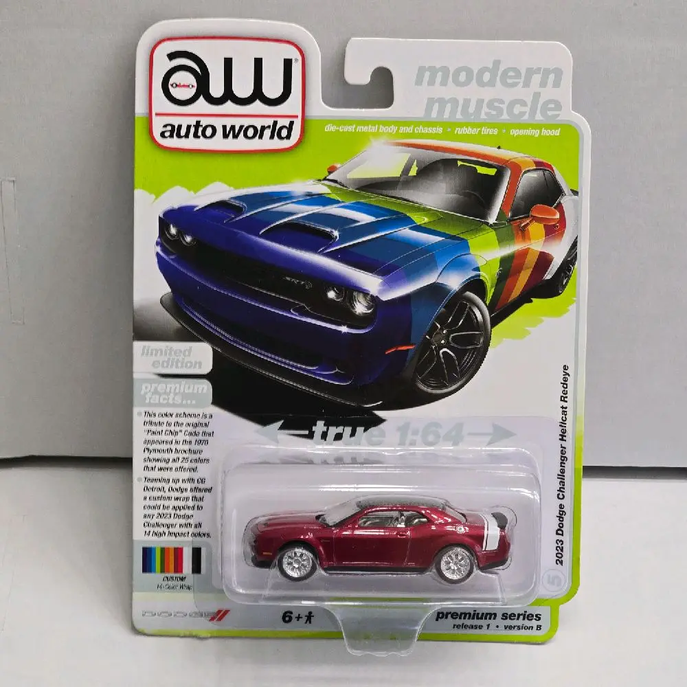 AUTO WORLD 2024 RARE CHASE RED & WHITE 2023 DODGE CHALLENGER HELLCAT REDEYE 1/64