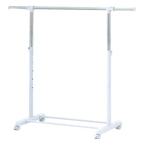 Heavy-Duty Metal Garment Rack with Wheels - Adjustable Height & Width Laundry Storage Solution for Home & Commercial Use