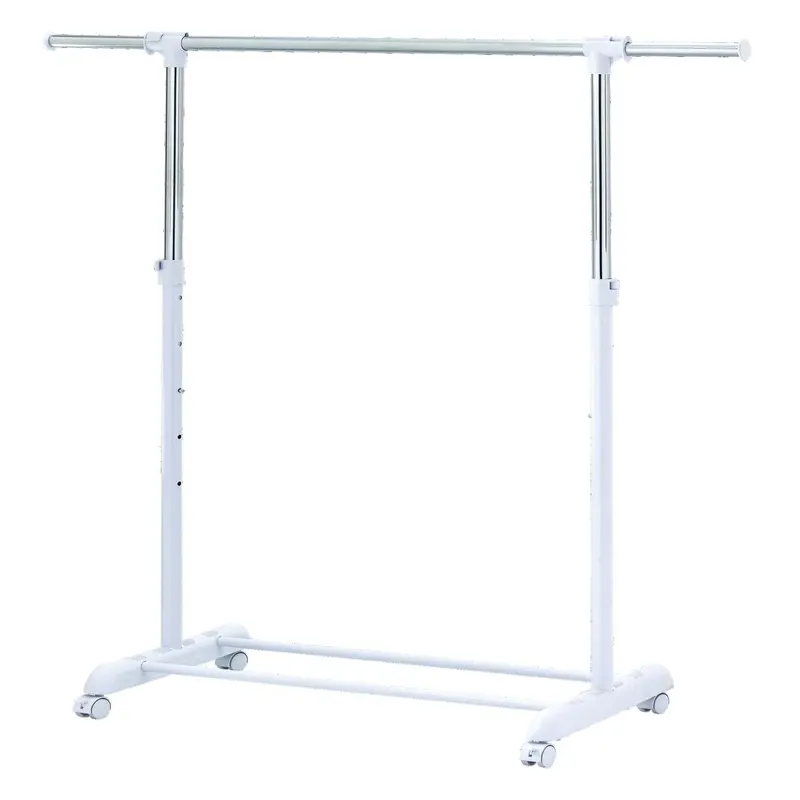 Heavy-Duty Metal Garment Rack with Wheels - Adjustable Height & Width Laundry Storage Solution for Home & Commercial Use