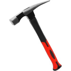 16 oz Bricklayer's Mason's Hammer - Durable Forged Steel Masonry Tool with Shock-Absorbing Grip for Construction Work