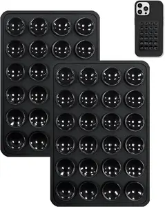 2 Pack Suction Cup Phone Case Mount, Silicon Sticky Phone Stand for iPhone and Android, Hands-Free Strong Grip Holder for Selfies and Videos - Black