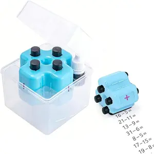 Math Roller Stamp Math Teacher 4-in-1 Stamp Addition, Subtraction, Multiplication & Division Practice Tool for Kids, Classroom & Home Use (Blue)