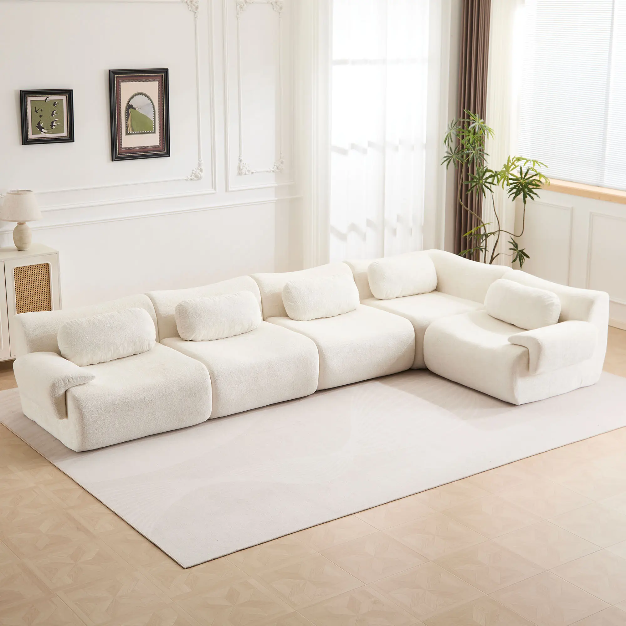 White - 4 Seater + 1 Corner (148.2")
