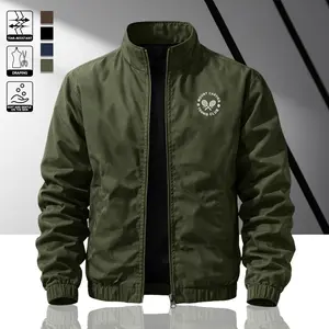 Men's Tennis Stand-Up Collar Jacket Light Thin Windproof Fabric Zipper Design American Retro Style Daily Commuting Trendy Versatile Personalized Models
