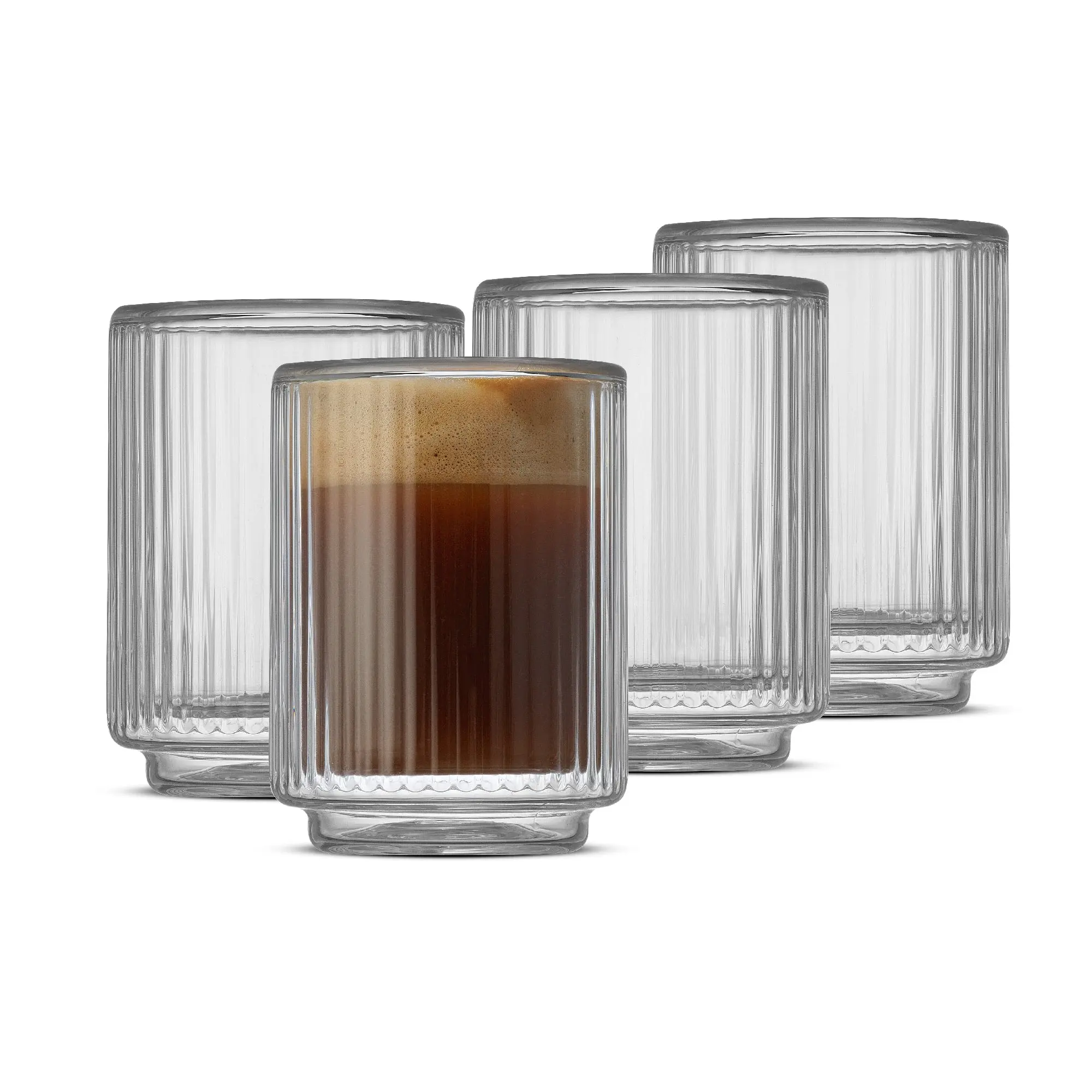 Haven Fluted Stackable Double Wall Espresso Glasses, 2.5 oz Haven Fluted Stackable Double Wall Espresso Glasses, 2.5 oz