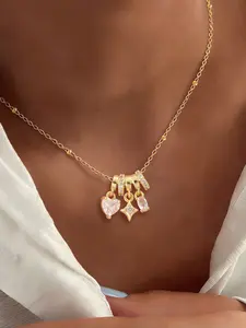 Women's Heart-Shaped Star Pendant Necklace, Stainless Steel Chain Jewelry, Fashionable New Design Accessory for Women