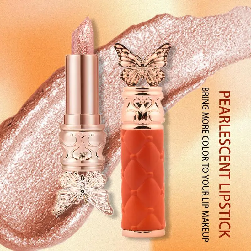 Pearlescent Lipstick - Petal Color-changing Balm Long-lasting Moisturizing Not Easily Fading Temperature-sensitive Color-changing listick Gloss Makeup Lipgloss Moisture Blend Nourishing Glossy Hydrating Cosmetic